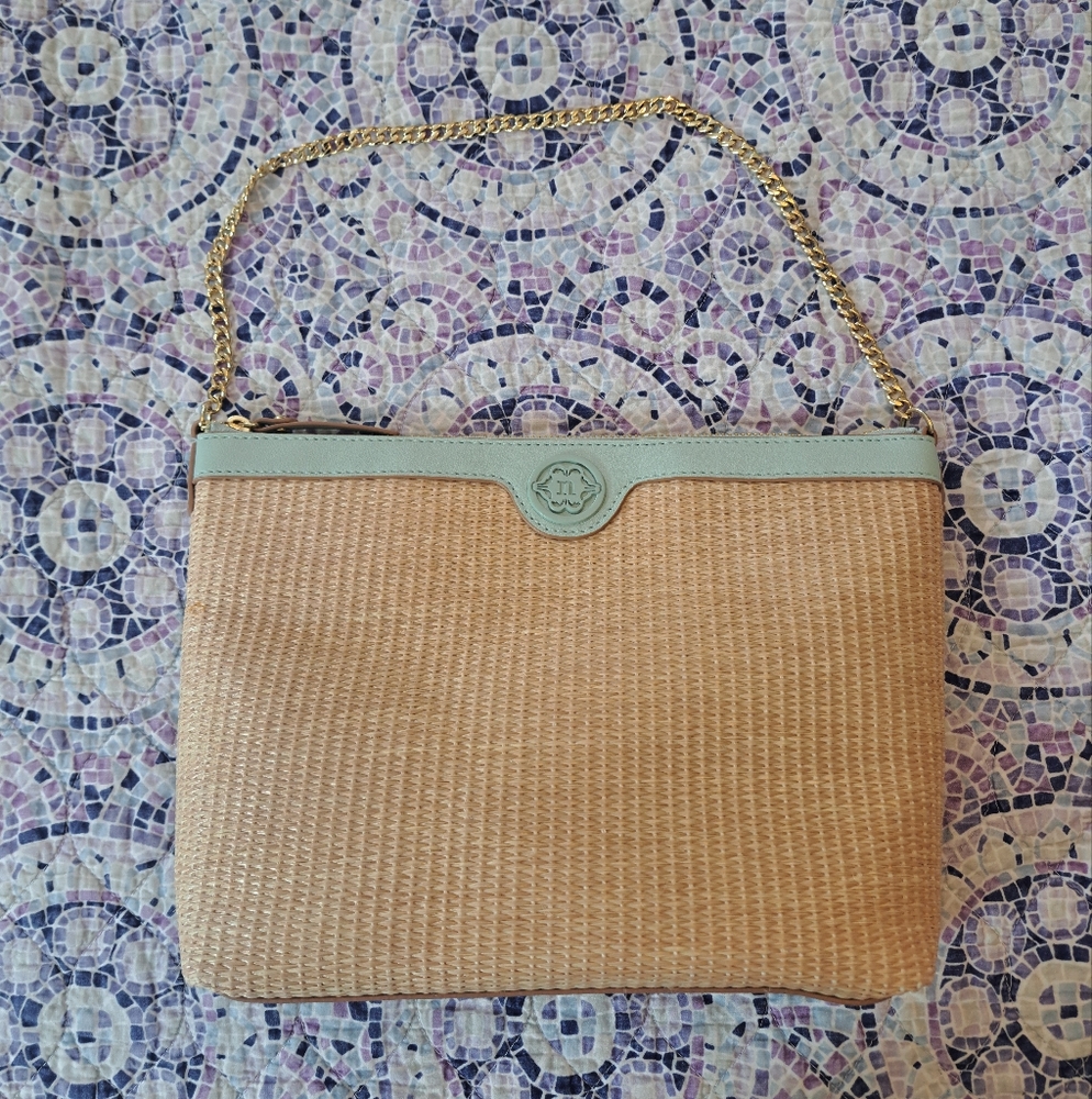 Nanette Lapore Straw/Faux Leather Shoulder Bag